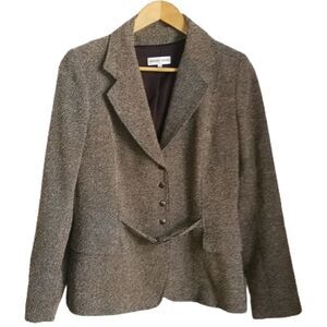 GÉRARD DAREL French Virgin Neutral Wool Simple Breasted Classic Blazer Medium